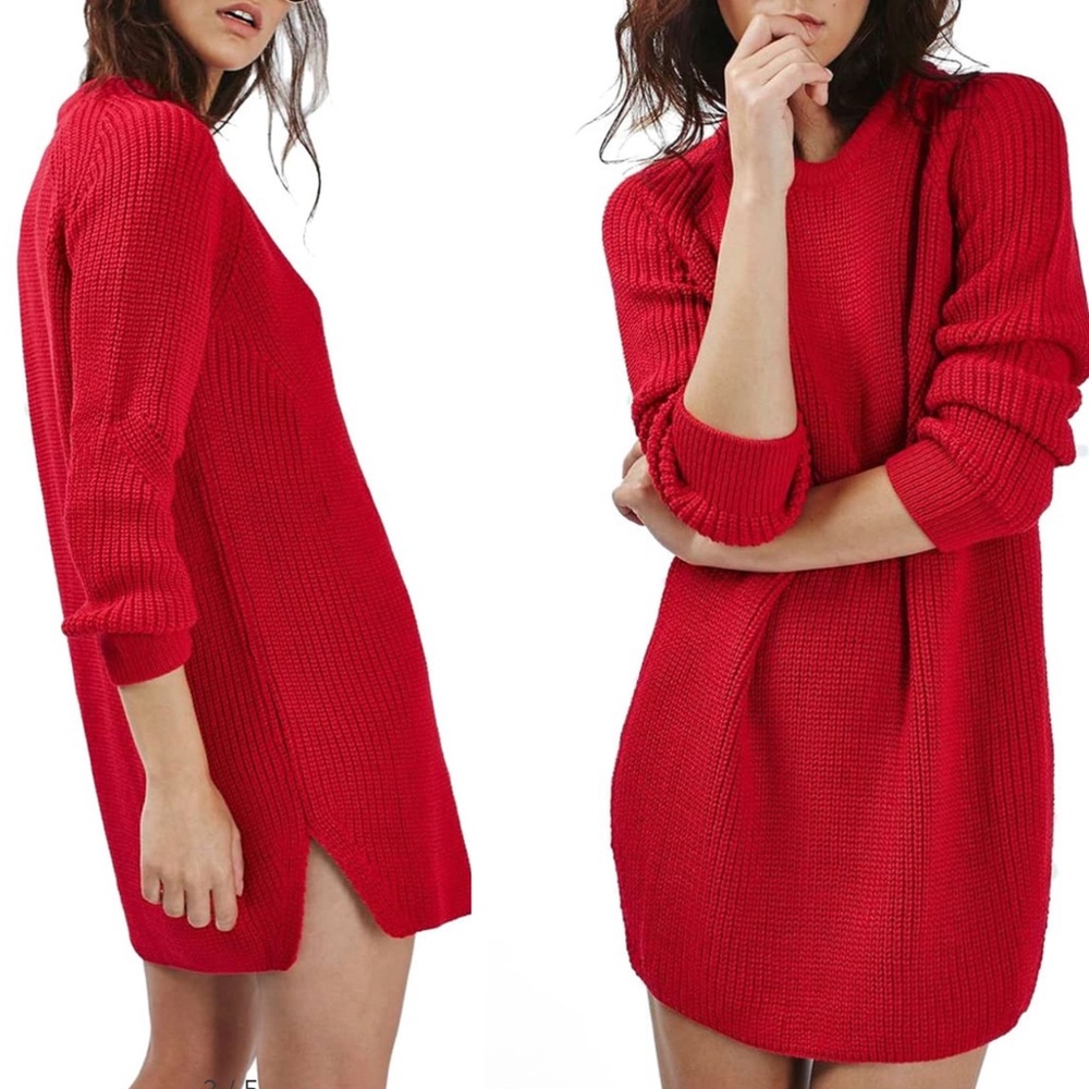 Topshop Ribbed Sweater Dress